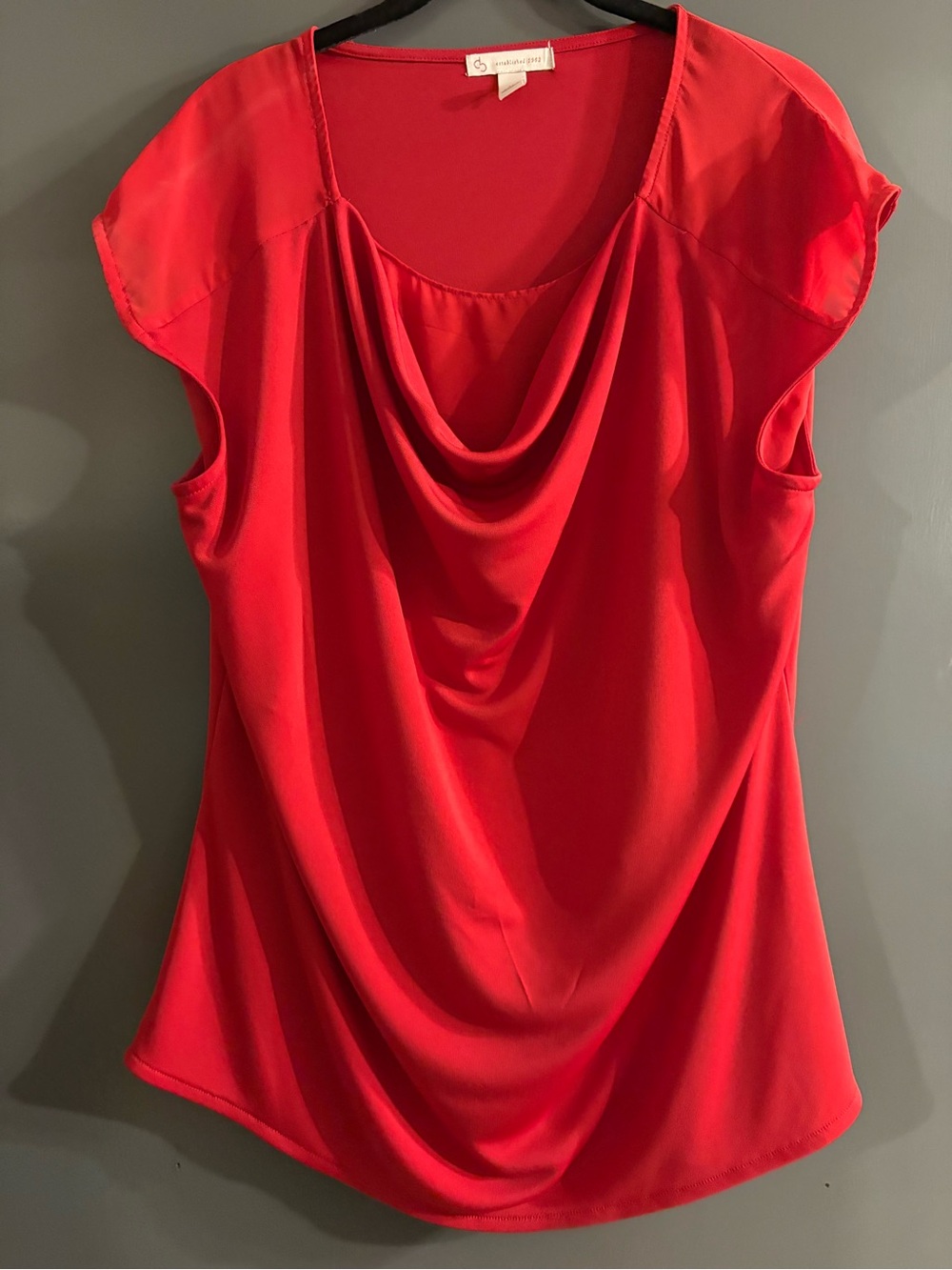 Draped Red Cap-Sleeve Top